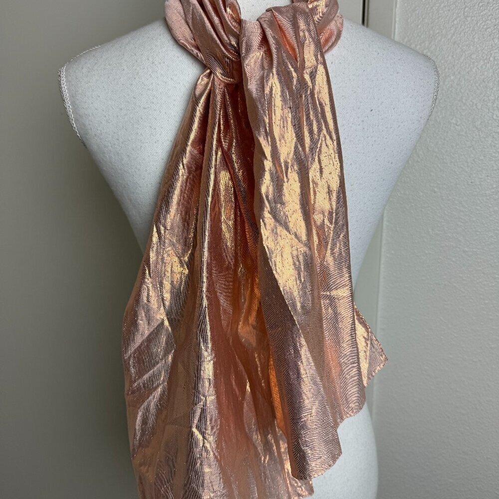 Vintage Peach Scarf Gold Metalic Made in Italy